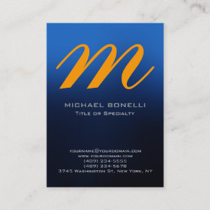 Trendy chubby blue yellow monogram business card