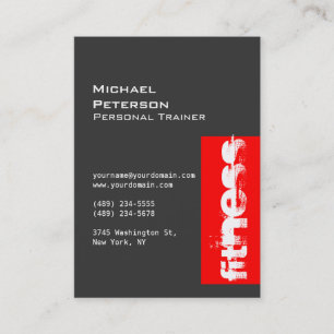 Trendy Chubby Grey Red Fitness Sport Business Card