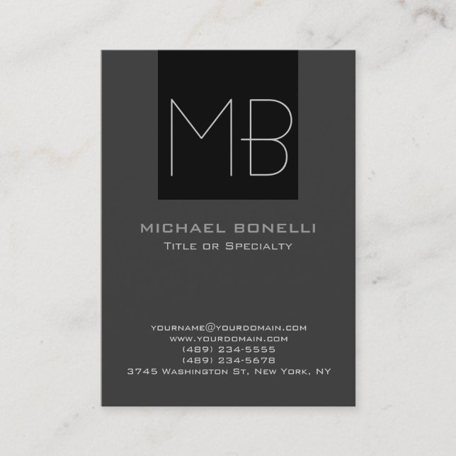 Trendy chubby modern gray black business card (Front)