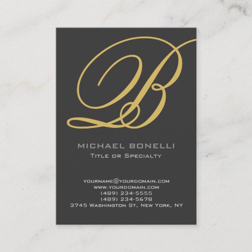 Trendy chubby modern grey gold business card