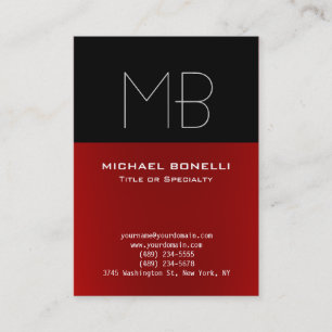 Trendy chubby modern red black business card