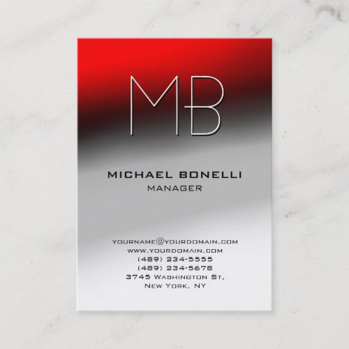 Trendy chubby red grey white unique business card