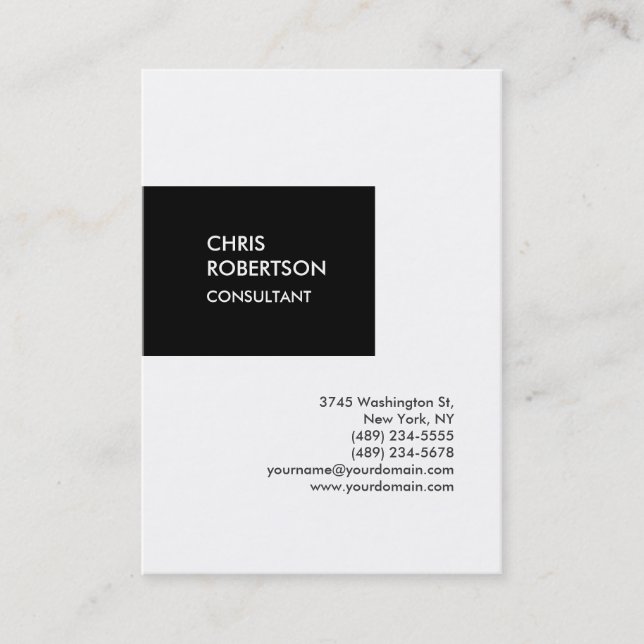 Trendy chubby vertical unique business card (Front)