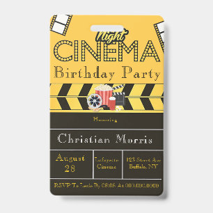 Trendy Cinema Any Age Birthday Party Badge
