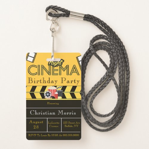 Trendy Cinema Any Age Birthday Party Badge