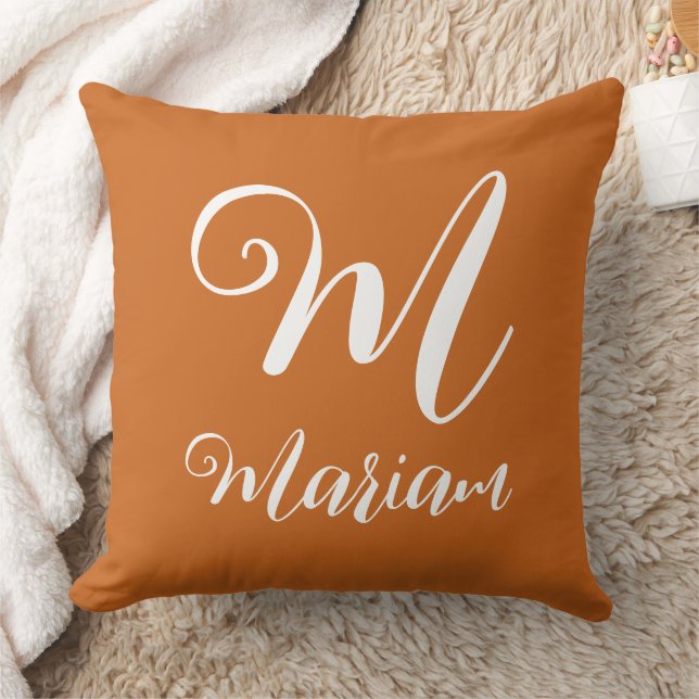 Trendy Cinnamon Color - Name & Monogrammed Pillow (Blanket)