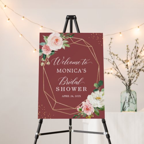 Trendy Cinnamon Rose Blush Floral Bridal Shower Foam Board