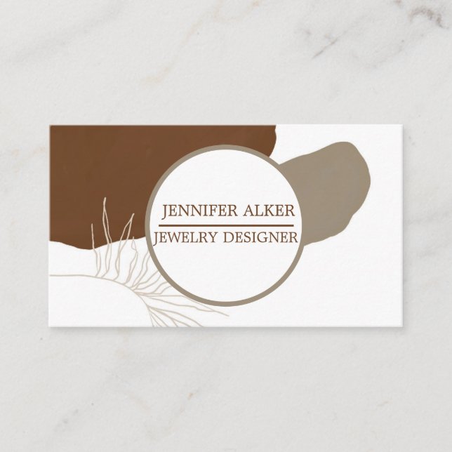 Trendy circle pampas sand Boho Handmade Jewelry  Business Card (Front)