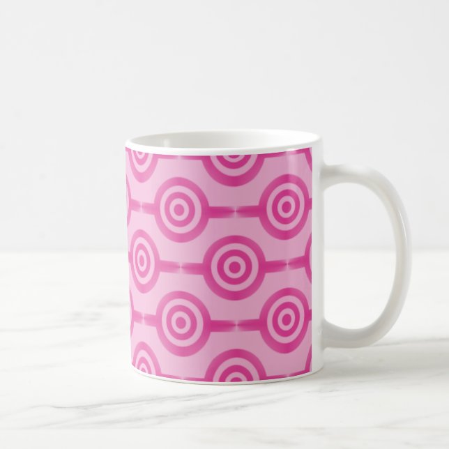 Trendy Circles Mug, Hot Pink Coffee Mug (Right)