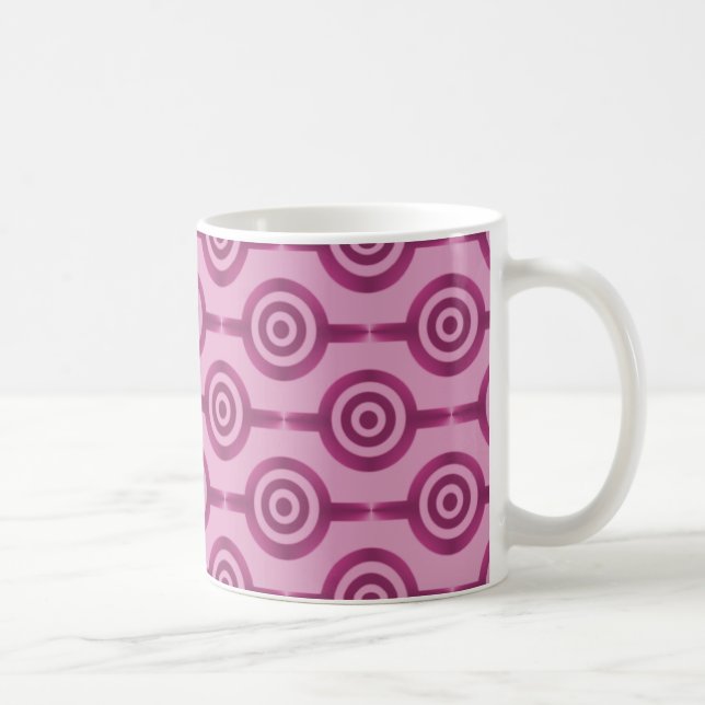 Trendy Circles Mug, Magenta Coffee Mug (Right)