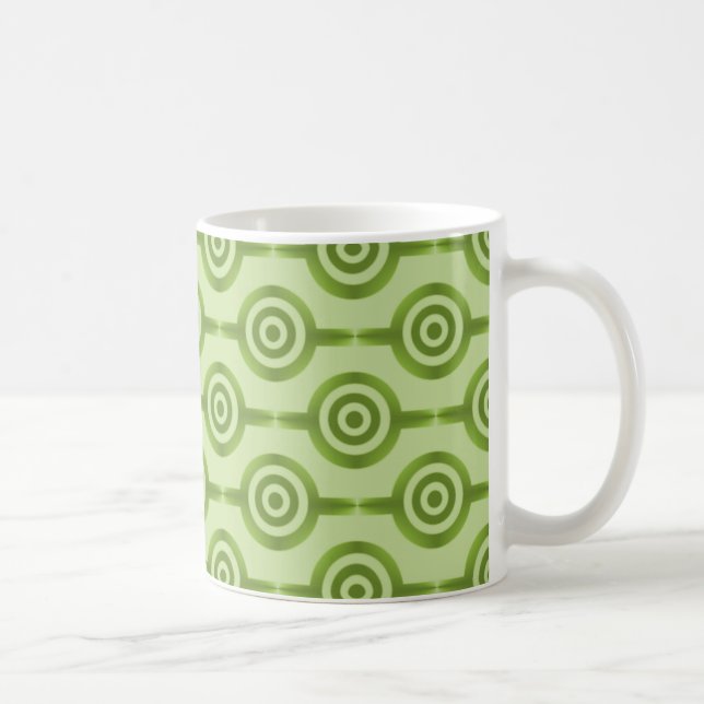 Trendy Circles Mug, Olive Green Coffee Mug (Right)