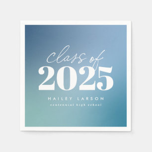 Trendy Class of 2024 Blue Gradient Graduation Napkins