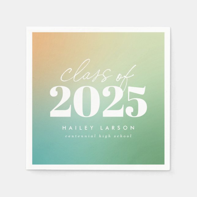 Trendy Class of 2024 Green Gradient Graduation Napkins (Front)