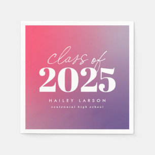 Trendy Class of 2024 Pink Gradient Graduation Napkins