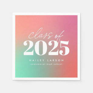 Trendy Class of 2024 Pink Gradient Graduation Napkins