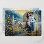 Trendy Classic Artistic Winter Wonderland Art Gold Foil Holiday Card