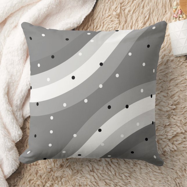 Trendy Classic Gray and White Throw Pillow (Blanket)