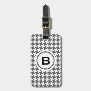 Trendy classic grey houndstooth with monogram luggage tag