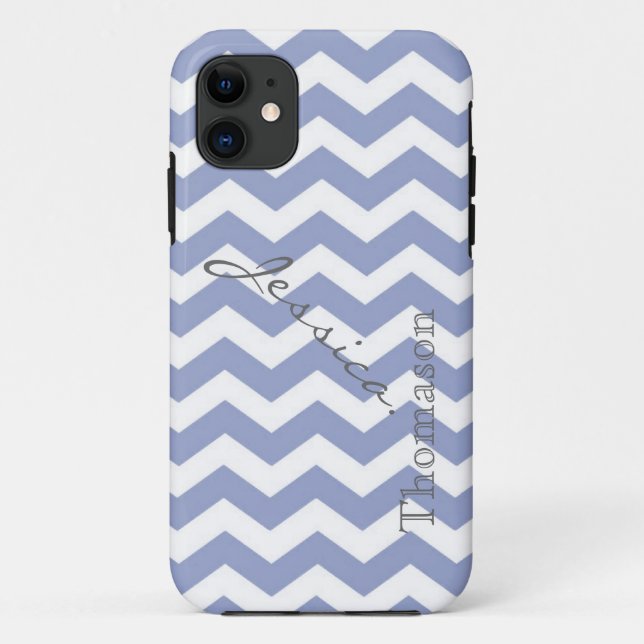 Trendy, classic light blue chevron zigzag pattern, Case-Mate iPhone case (Back)