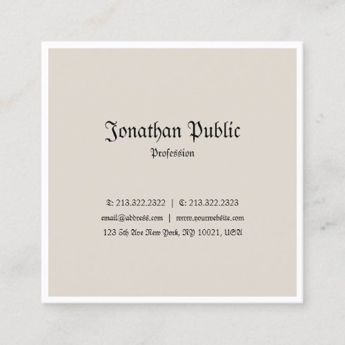 Trendy Classic Look Professional Nostalgy Design Square Business Card