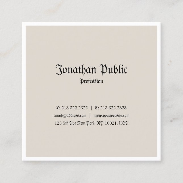 Trendy Classic Look Professional Nostalgy Design Square Business Card (Front)