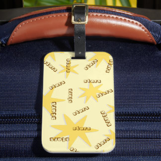 Trendy classic mustard pattern with stars luggage tag