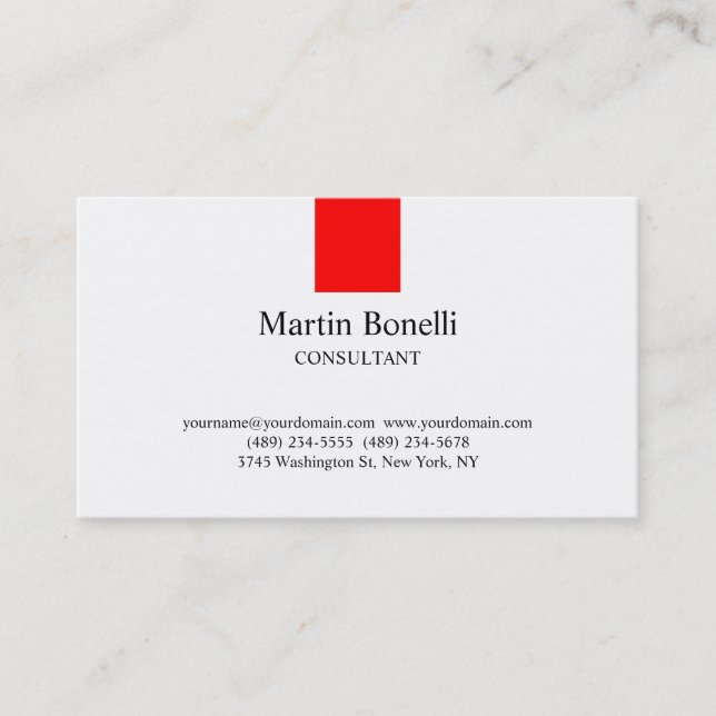 Trendy Classical Black Red White Business Card (Front)