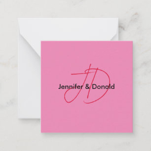 Trendy classical script monogram name note card