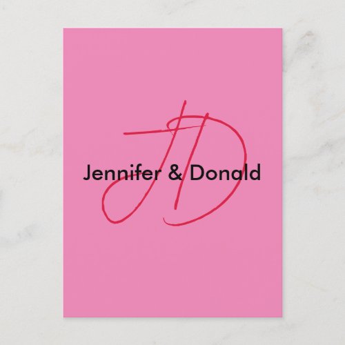 Trendy classical script monogram name postcard