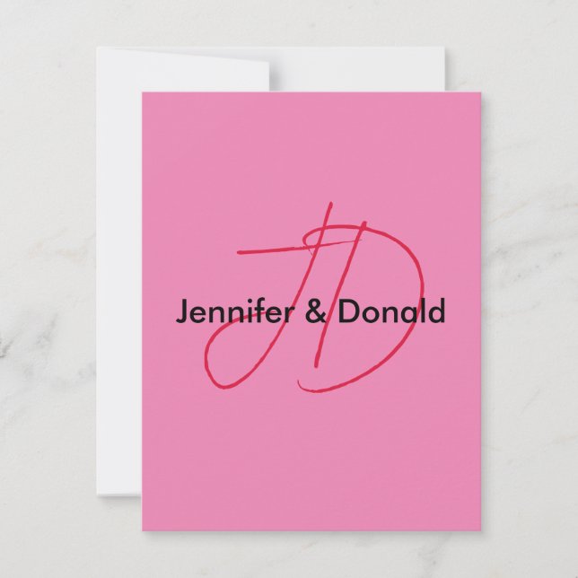 Trendy classical script monogram name RSVP card (Front)