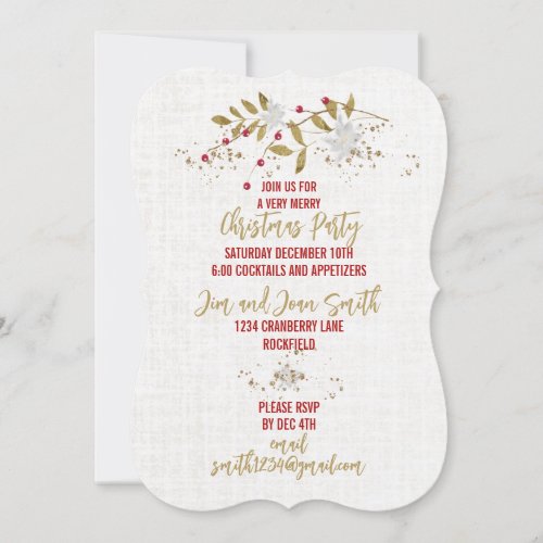 Trendy Classy Poinsettia Christmas Party Invitation