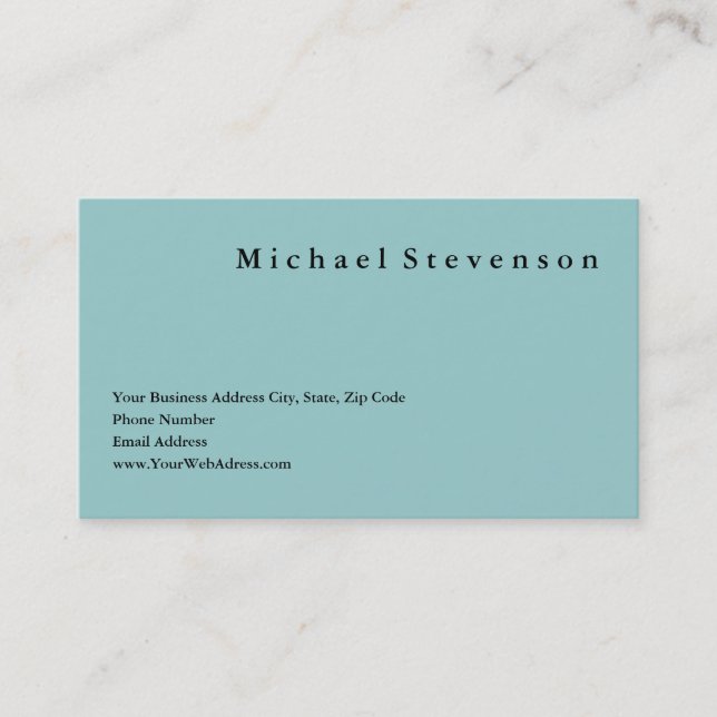 Trendy Clean Blue Simple Plain Business Card (Front)