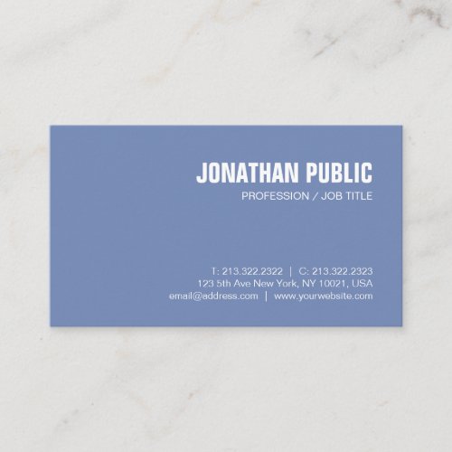 Trendy Clean Creative Design Blue White Plain Luxe Business Card