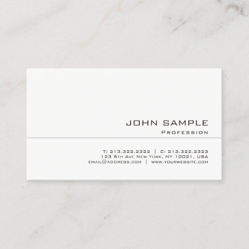 Trendy Clean Professional Creative Elegant White Business Card