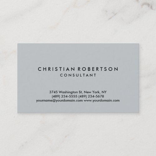 Trendy Clean Simple Grey Consultant Business Card