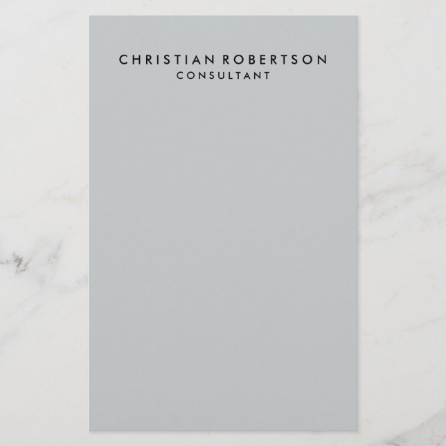 Trendy Clean Simple Grey Consultant Business Stationery (Front)
