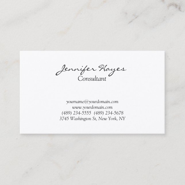 Trendy Clean Simple Stylish Handwriting Business Card (Front)
