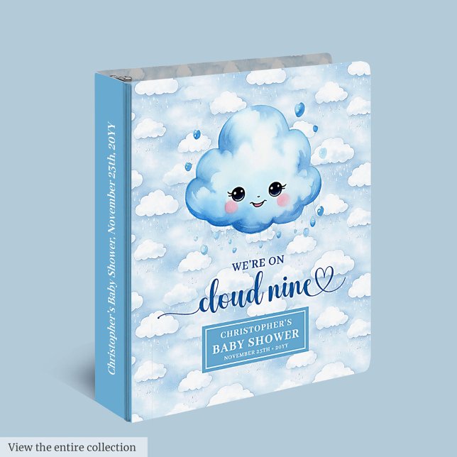 Trendy Cloud Nine Baby Shower Binder Personalized  (Trendy Cloud Nine Baby Shower Binder Personalized Album)