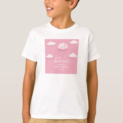 Trendy cloud nine pink sky girl baby shower  T_Shirt