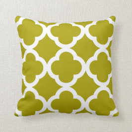 Trendy Clover Pattern in Chartreuse Green Throw Pillow