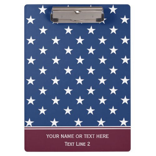 Trendy Cobalt Blue  White Stars Ruby Red Pattern Clipboard