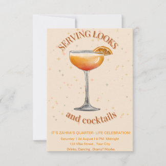 Trendy Cocktail Party Birthday Invitation – Glam &