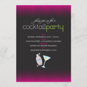 Trendy Cocktail Party Invitation (fuschia)