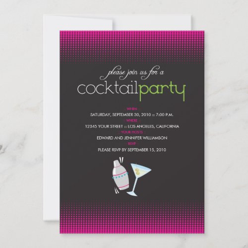 Trendy Cocktail Party Invitation fuschia