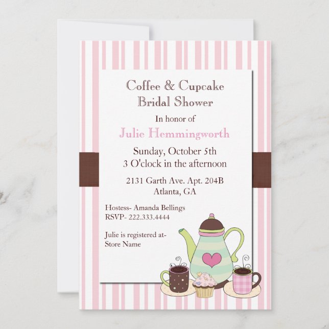 Trendy Coffee Bridal Shower Invitation (Front)