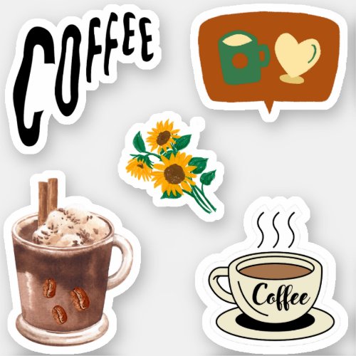 Trendy coffee for retro lovers l Coffeined drinks Sticker