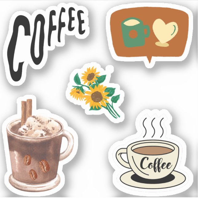 Trendy coffee for retro lovers l Coffeined drinks Sticker (Front)