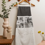 Trendy Collage Family Photo Black & White Initial Apron<br><div class="desc">Introducing our Trendy Collage Five Family Photo Black & White with Initial in Centre . This personalized and stylish collage is the perfect way to showcase your family's cherished memories in a modern and elegant way. Featuring a sleek black and white color scheme, this collage allows you to highlight four...</div>
