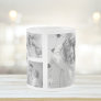 Trendy Collage Family Photo Black & White Initial Frosted Glass Coffee Mug