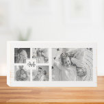 Trendy Collage Family Photo Black & White Initial Wooden Box Sign<br><div class="desc">Introducing our Trendy Collage Five Family Photo Black & White with Initial in Centre . This personalized and stylish collage is the perfect way to showcase your family's cherished memories in a modern and elegant way. Featuring a sleek black and white color scheme, this collage allows you to highlight four...</div>